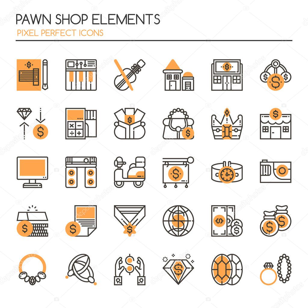 Pawn Shop Elements , Thin Line and Pixel Perfect Icons