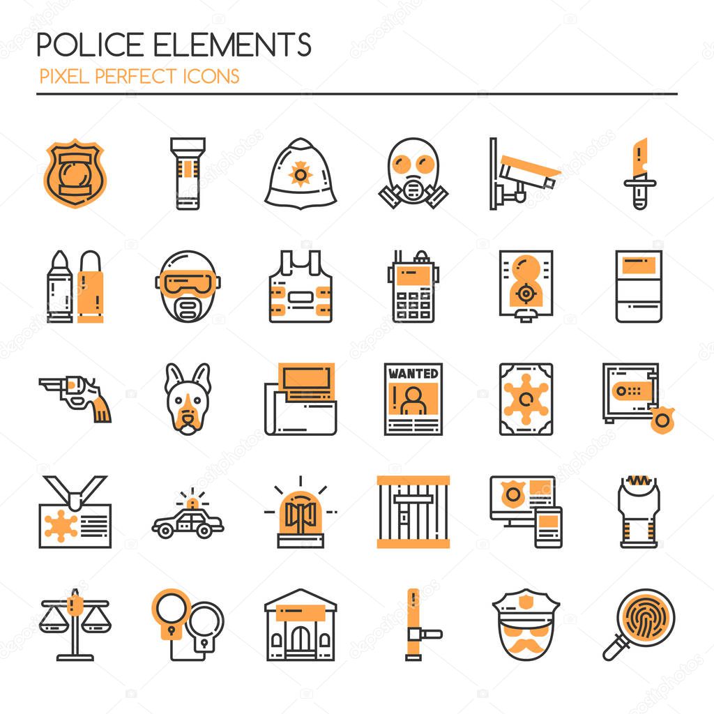Police Elements  , Thin Line and Pixel Perfect Icons
