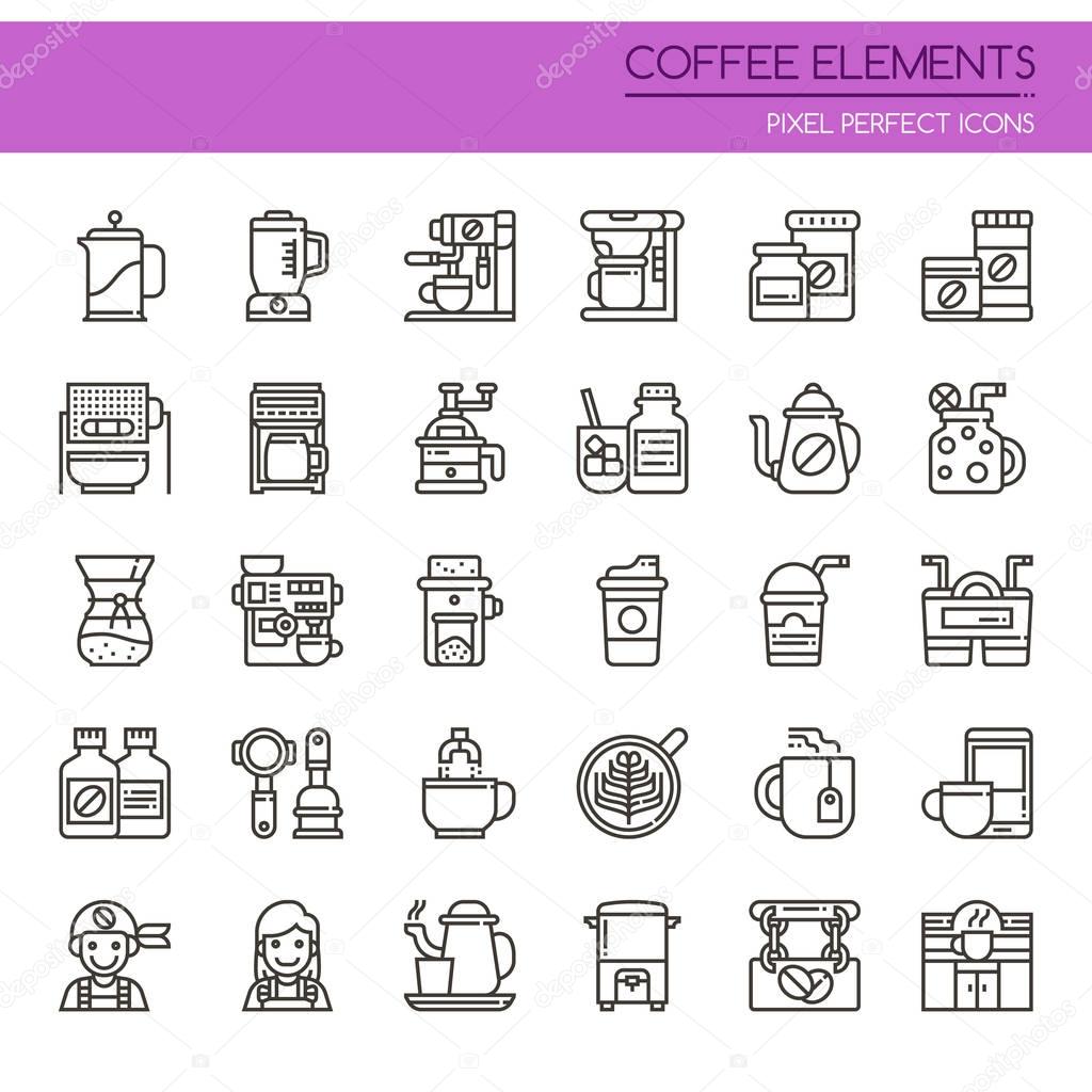 Coffee Elements , Thin Line and Pixel Perfect Icon