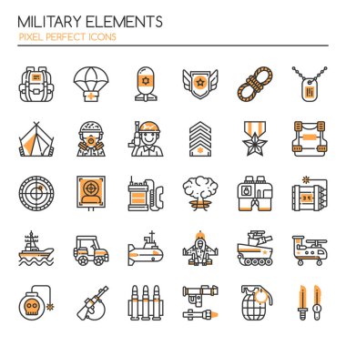 Military Elements , Thin Line and Pixel Perfect Icon clipart