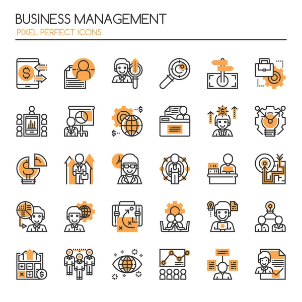 Business Management element, tunn linje och Pixel perfekt ikoner — Stock vektor