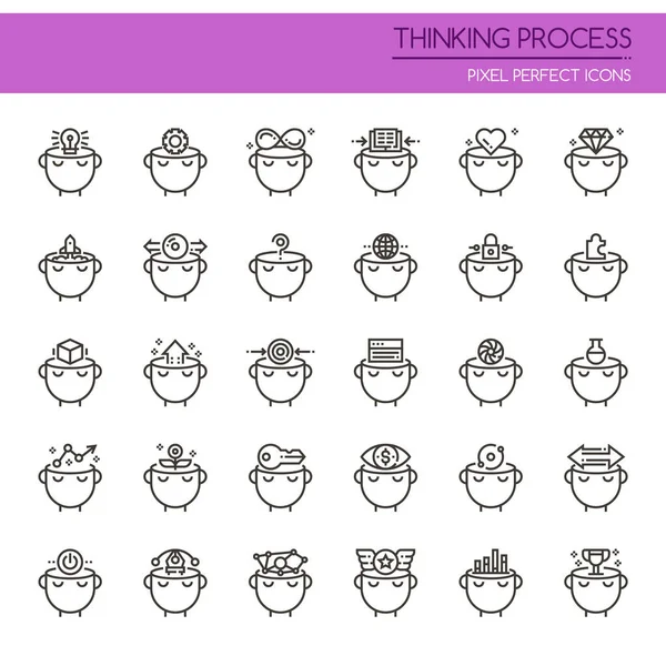 Thinking Preocess , Thin Line and Pixel Perfect Icon — Stock Vector