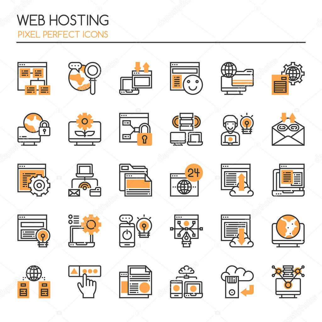 Web Hosting , Thin Line and Pixel Perfect Icons