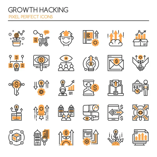 Elementos de Hacking de Crecimiento, Línea Delgada y Pixel Perfect Icon — Vector de stock