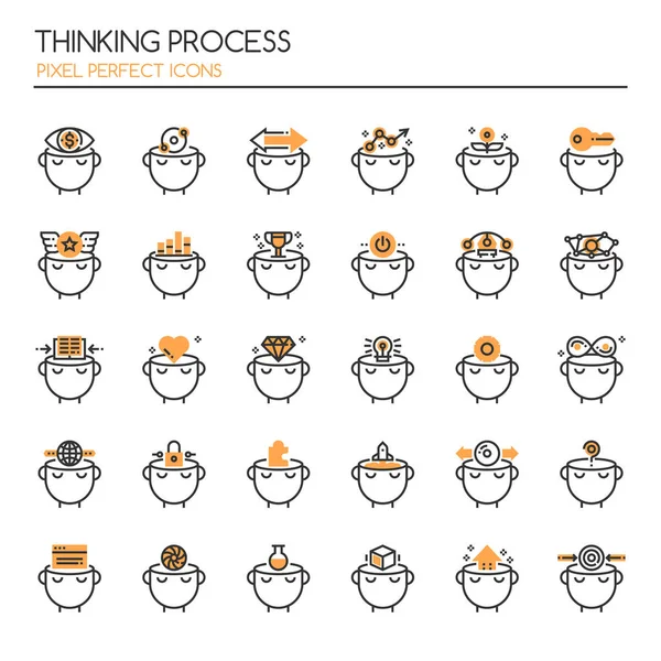 Thinking Preocess , Thin Line and Pixel Perfect Icon — Stock Vector