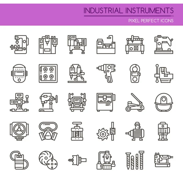 Strumenti industriali, linea sottile e icona perfetta pixel — Vettoriale Stock