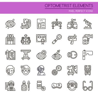 Optometrist Elements , Thin Line and Pixel Perfect Icon clipart