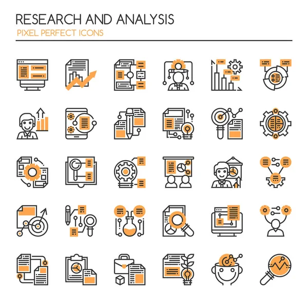 Araştırma ve analiz, ince çizgi ve piksel mükemmel simgesi