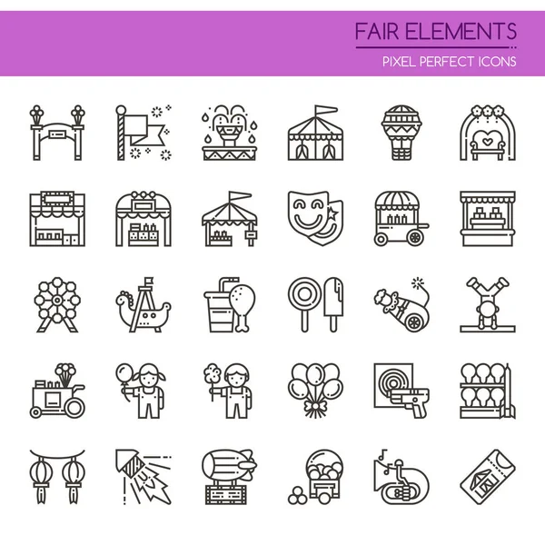 Fair Elements, Thin Line y Pixel Perfect Icon — Vector de stock
