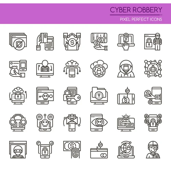 Cyber Robbery Elements, Thin Line и Pixel Perfect Icon — стоковый вектор