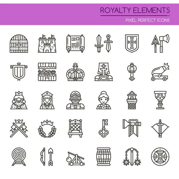 Mükemmel telif öğeleri, ince çizgi ve piksel simgesi