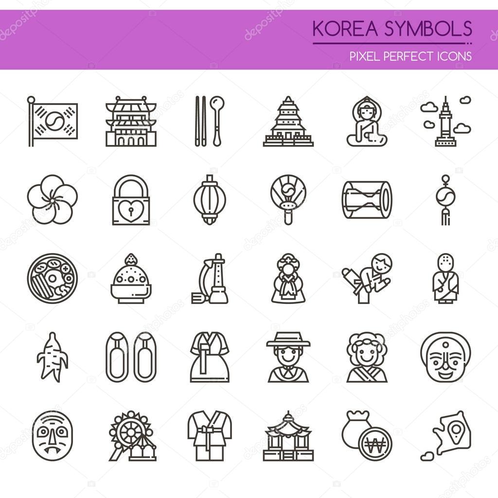 Korea Symbols , Thin Line and Pixel Perfect Icon
