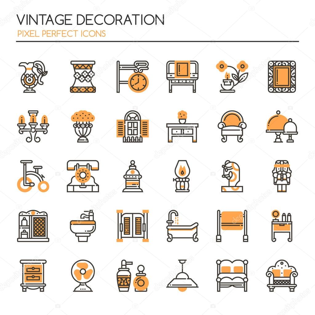 Vintage Decoration Elements , Thin Line and Pixel Perfect Icon
