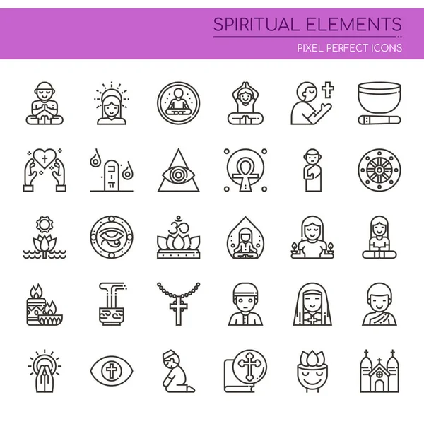 Elementos espirituales, línea delgada y píxeles Icono perfecto — Archivo Imágenes Vectoriales