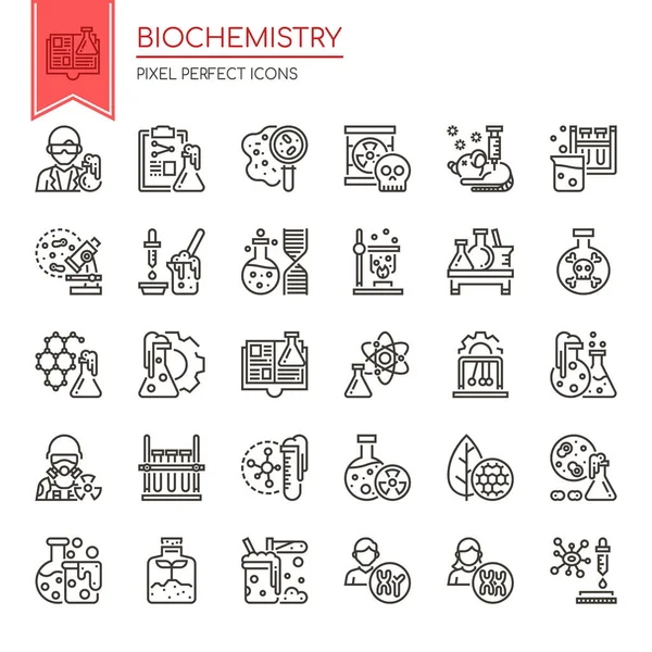 Biochemische elementen, dunne lijn en Pixel perfecte icoon — Stockvector