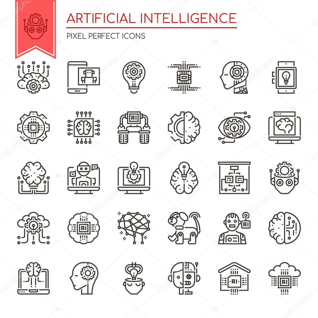 Artificial Intelligence , Thin Line and Pixel Perfect Icon