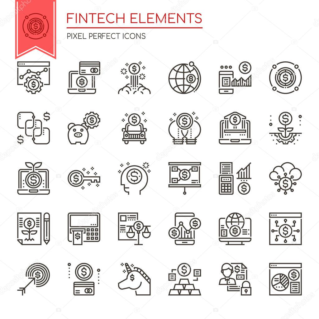 Fintech Elements , Thin Line and Pixel Perfect Icon