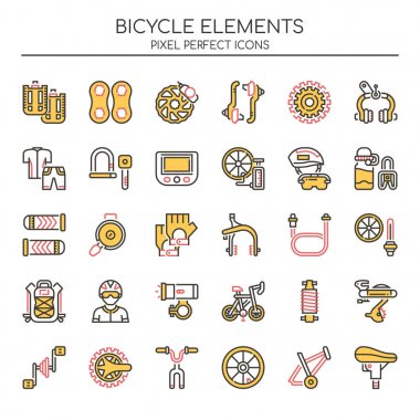 Bisiklet ögeleri, İnce Çizgi ve Piksel Mükemmel Simge