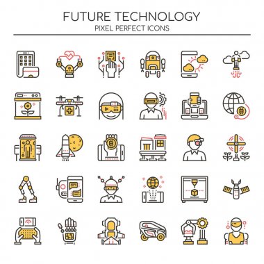 Gelecek Teknolojisi, İnce Çizgi ve Piksel Mükemmel Simge