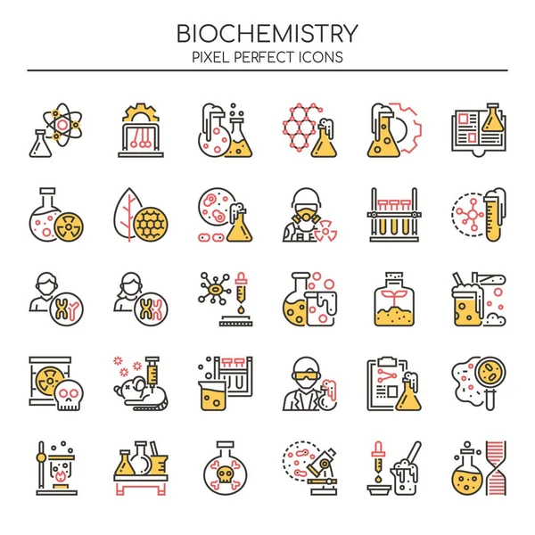 Elementy biochemii, cienka linia i ikona pikseli Perfect — Wektor stockowy