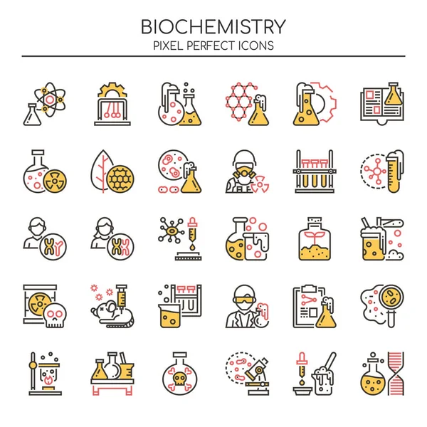 Biokemi element, tunn linje och Pixel perfekt ikon — Stock vektor