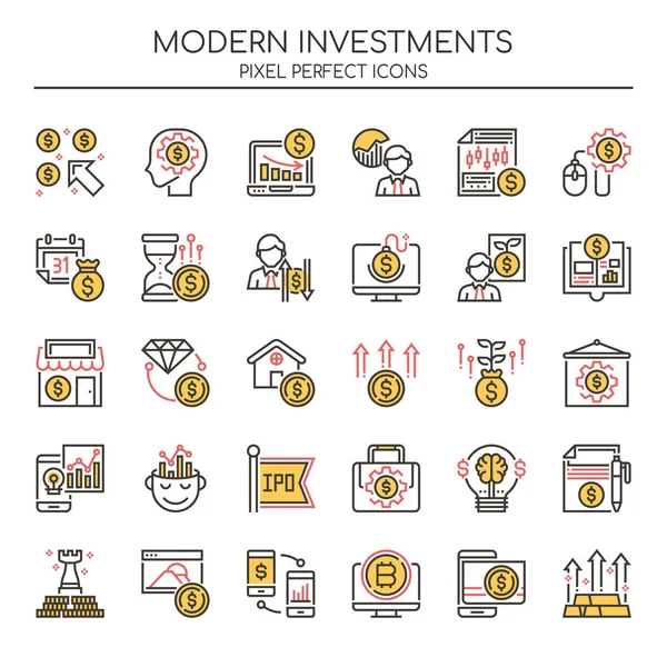 Investimentos modernos, linha fina e ícone perfeito Pixel — Vetor de Stock
