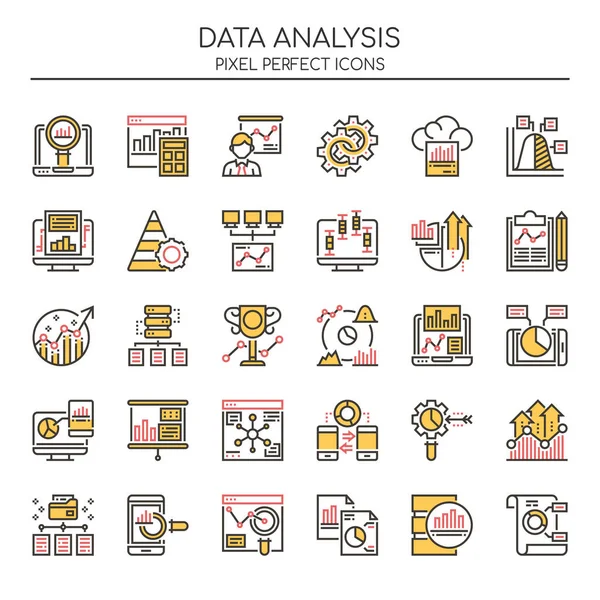 Data Analysis , Thin Line and Pixel Perfect Icon — Stock Vector