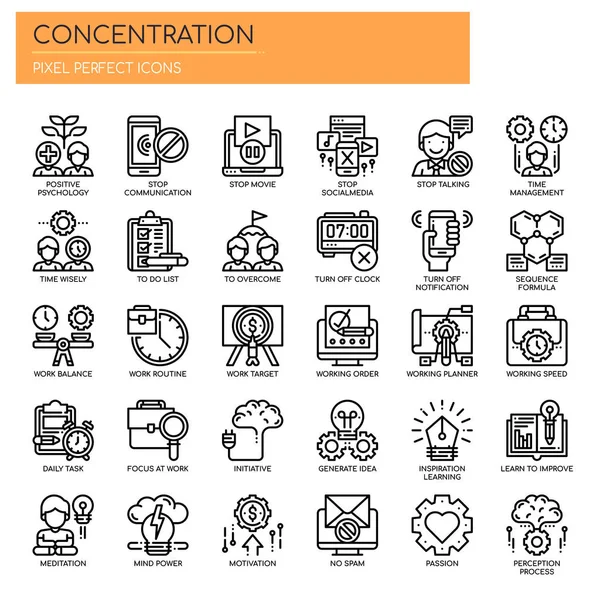 Concentration, Thin Line and Pixel Perfect Icon — стоковый вектор