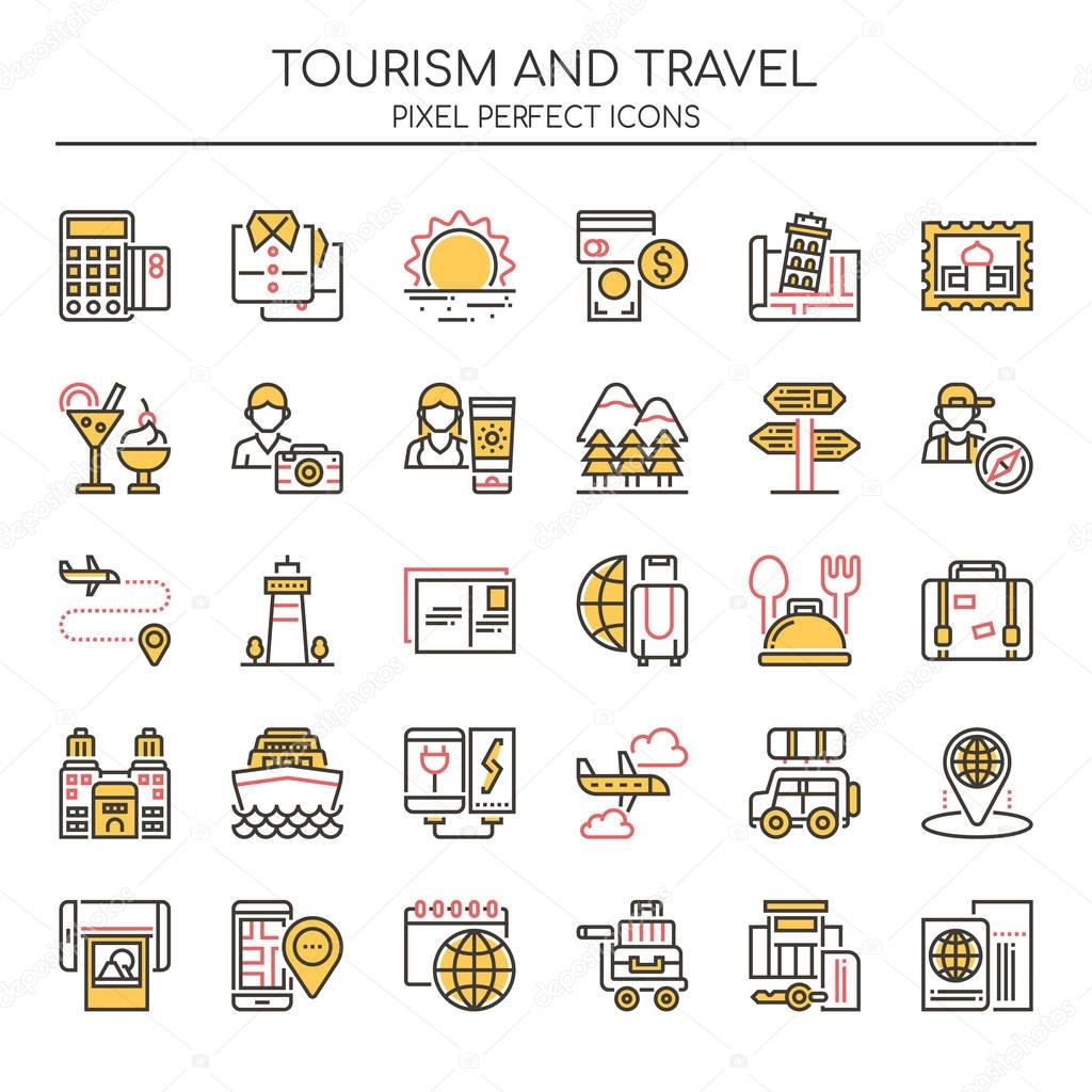 Tourism and Travel , Thin Line and Pixel Perfect Icon