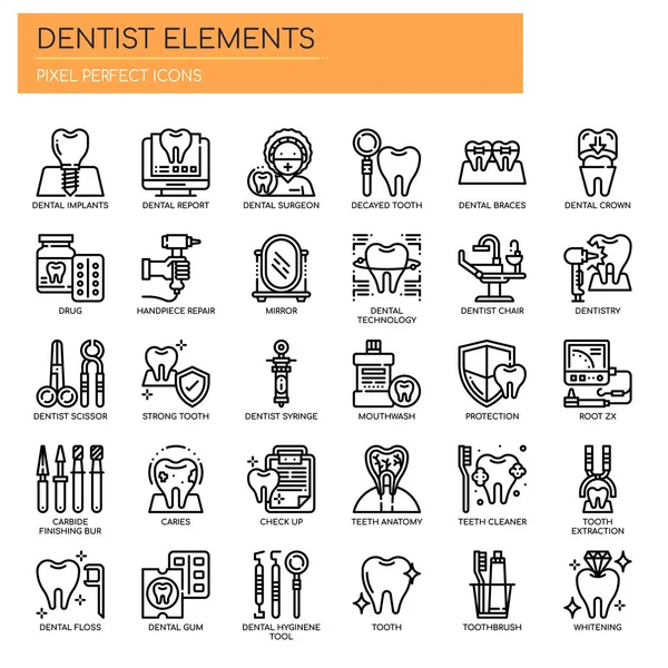 Dentist Elements , Thin Line and Pixel Perfect Icon