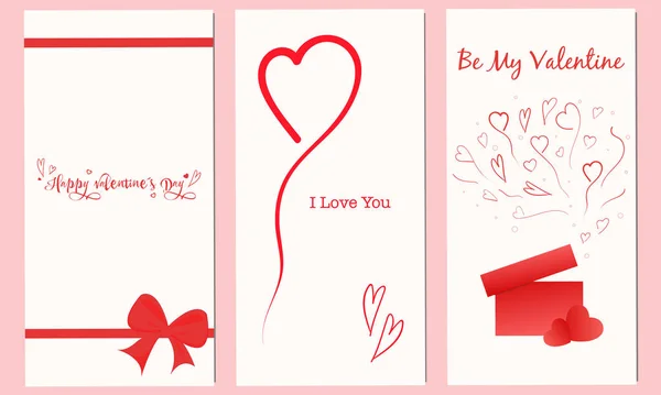Set Banners Valentine Day White Background Vector Illustration — Stock Vector