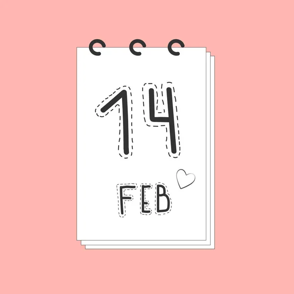 Календарний Приклад Лютого Валентинів День Приклад Вектора — стоковий вектор