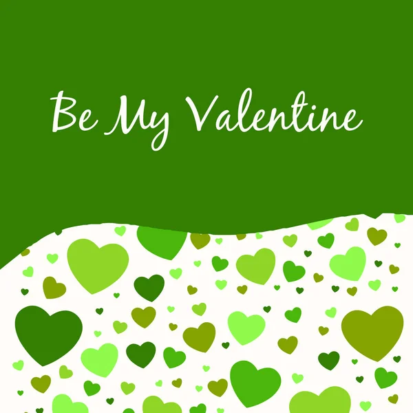 Meu Valentine Cartão Dia Dos Namorados Imagem Vetorial Verde — Vetor de Stock