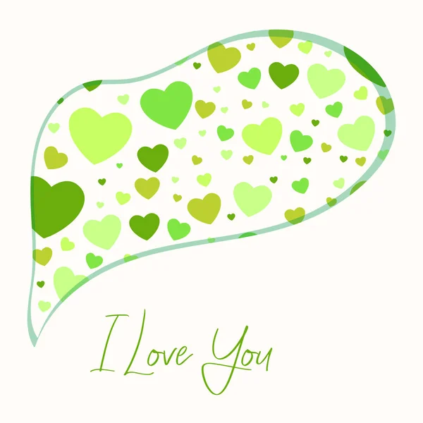 Ich Liebe Dich Valentin Tageskarte Vektorbild Grün — Stockvektor