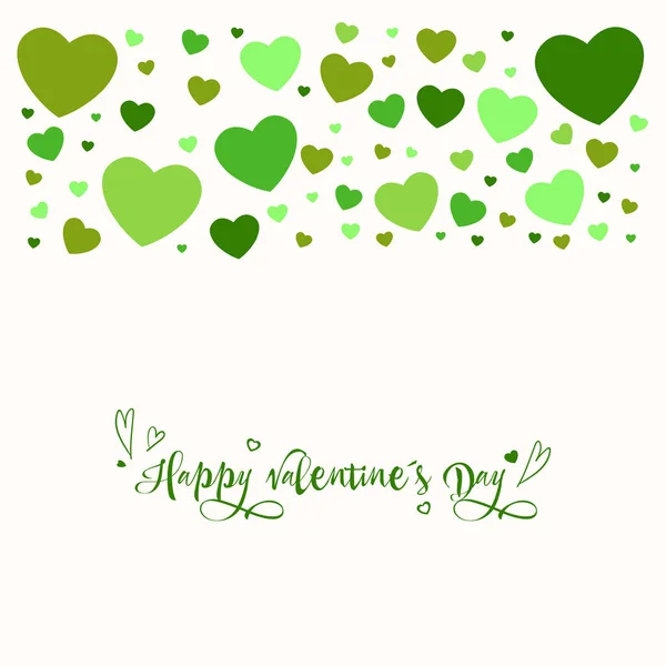 Contexte Saint Valentin Joyeuse Saint Valentin Coeurs Horizontaux Couleur Verte — Image vectorielle