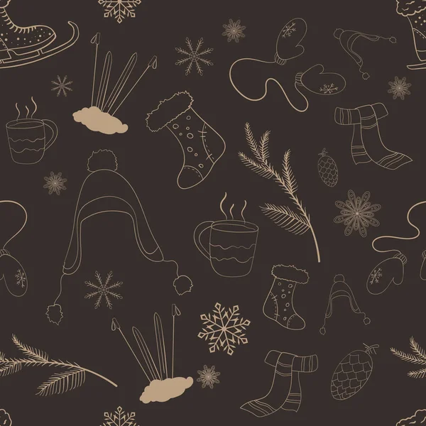 Зимовий Фон Темного Кольору Безшовний Векторні Ілюстрації — стоковий вектор