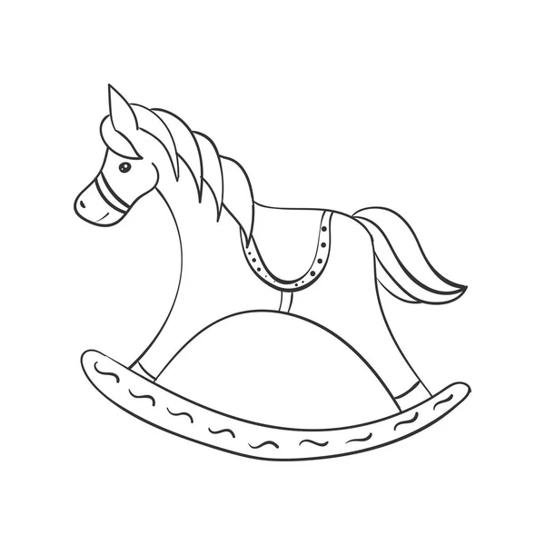 Rocking Horse Children Toy Coloring Book Child Vector Illustration Stock — Stock Vector