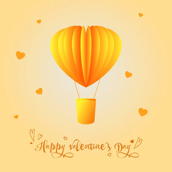 Postcard Balloon Shape Heart Valentine Day Three Dimensional Drawing Vector — Stockvector