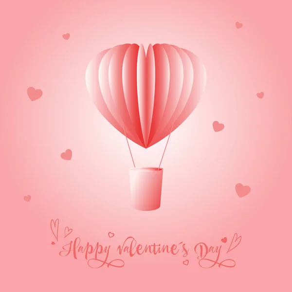 Carte Postale Avec Ballon Forme Coeur Saint Valentin Plan Tridimensionnel — Image vectorielle