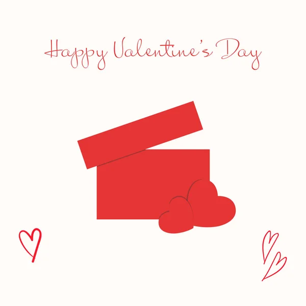 Postcard Gift Box Happy Valentine Day Three Dimensional Drawing Vector — Stock Vector