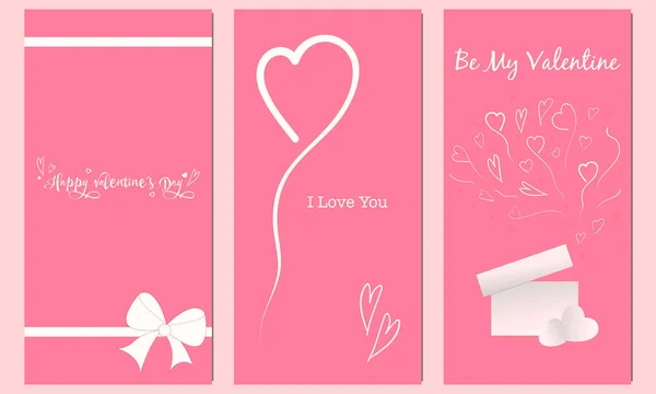 Set Three Cards Valentine Day Love You Three Dimensional Drawing — Stock Vector