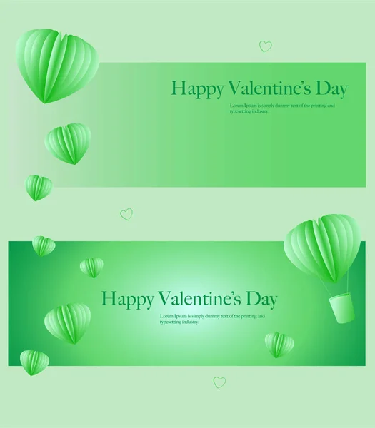 Set Two Cards Valentine Day Happy Valentine Day Three Dimensional — Stock Vector