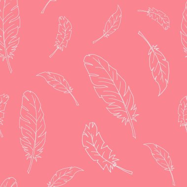 Tüylü pürüzsüz desen. Kusursuz bir geçmişi var. Katılım çizimi. Vektör çizimi. Düz. Beyaz taslak. Pembe arkaplan.