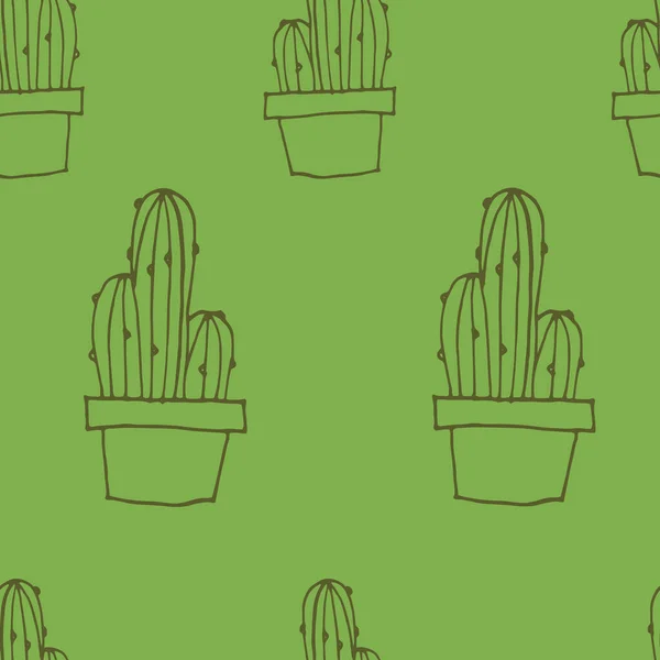 Patrón Los Cactus Fondo Verde Fondo Sin Fisuras Ilustración Vectorial — Archivo Imágenes Vectoriales