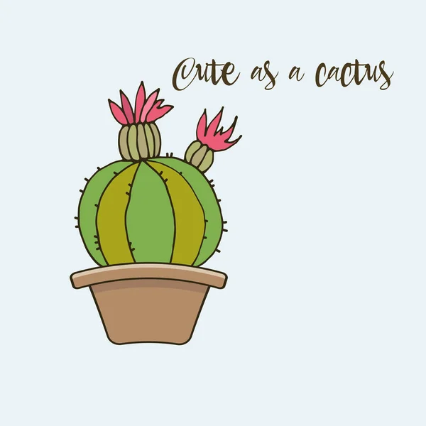 Una Postal Con Cactus Lindo Como Cactus Ilustración Vectorial — Vector de stock