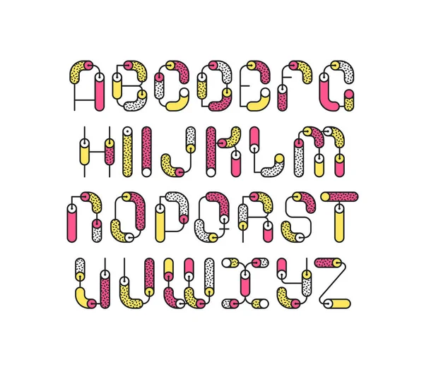 線の幾何学的な色のラテン語フォント グラフィック装飾タイプ — ストックベクタ