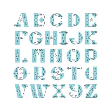 Vektör zarif retro grafik dekoratif yazı tipi.