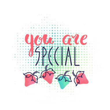 Yazı ve illüstrasyon çilek ile yazdırma 