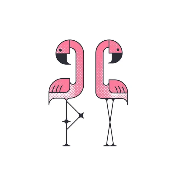 Плоские векторные птицы фламинго . — стоковый вектор