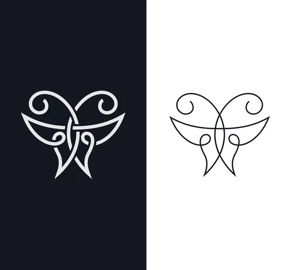 Överlappade en rad fjäril tecken, symbolen. — Stock vektor